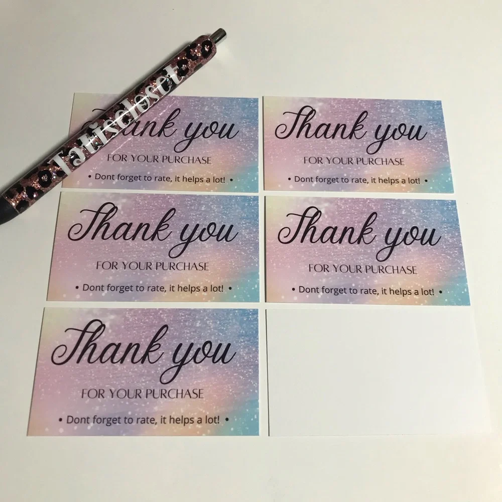 30 thank you for your purchase cards glossy size 3.5x2